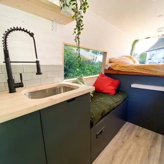 0596 Stunning 2020 luxury fully off grid motorhome conversion on a 2007 Mercedes sprinter smallhometours.com 7