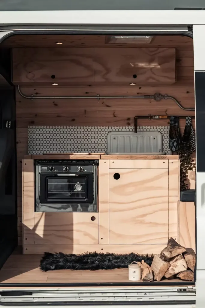 0614 Scandi style ford LWB transit no tiny caravan sinks here smallhometours.com 1