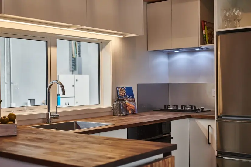 0637 Gorgeous tiny house w electric moving floor updown for master bedroom smallhometours.com 3
