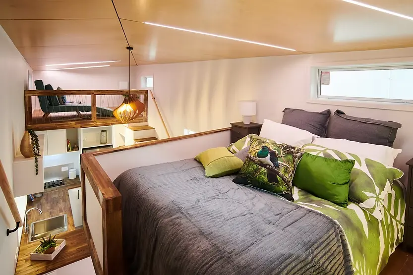 0637 Gorgeous tiny house w electric moving floor updown for master bedroom smallhometours.com 8
