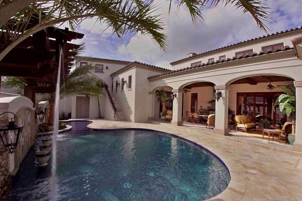 Majestic Mexican Hacienda Spanish-Style Mediterranean Villa with Iconic Arched Entryway