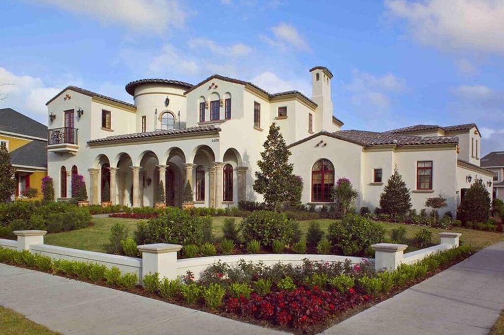 Majestic Mexican Hacienda Spanish-Style Mediterranean Villa with Iconic Arched Entryway
