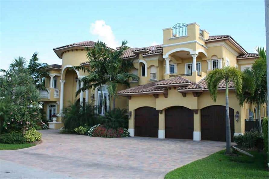 Mexican Hacienda Floor Plan With Grand Entrance Courtyard and Patio
