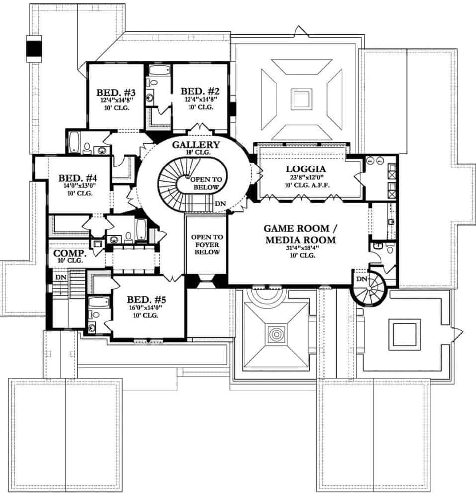 Modern Mexican Hacienda Floor Plan With 5-Bedroom Luxury Mediterranean-Style Home