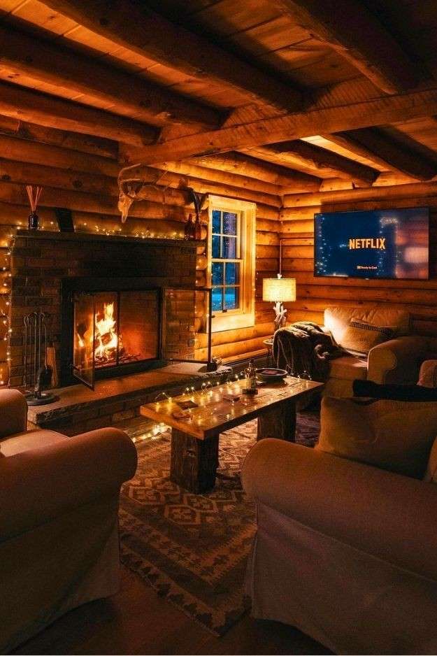 19 Cozy Rustic Winter Cabin Living Room Ideas That Feel Warm Calm and Timeless smallhometours.com 15