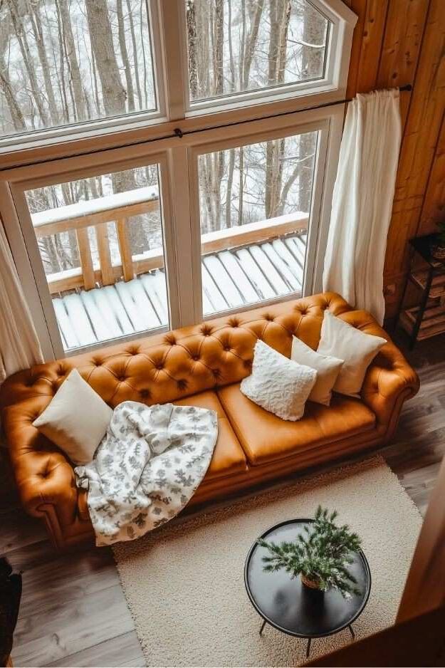 19 Cozy Rustic Winter Cabin Living Room Ideas That Feel Warm Calm and Timeless smallhometours.com 3 rotated