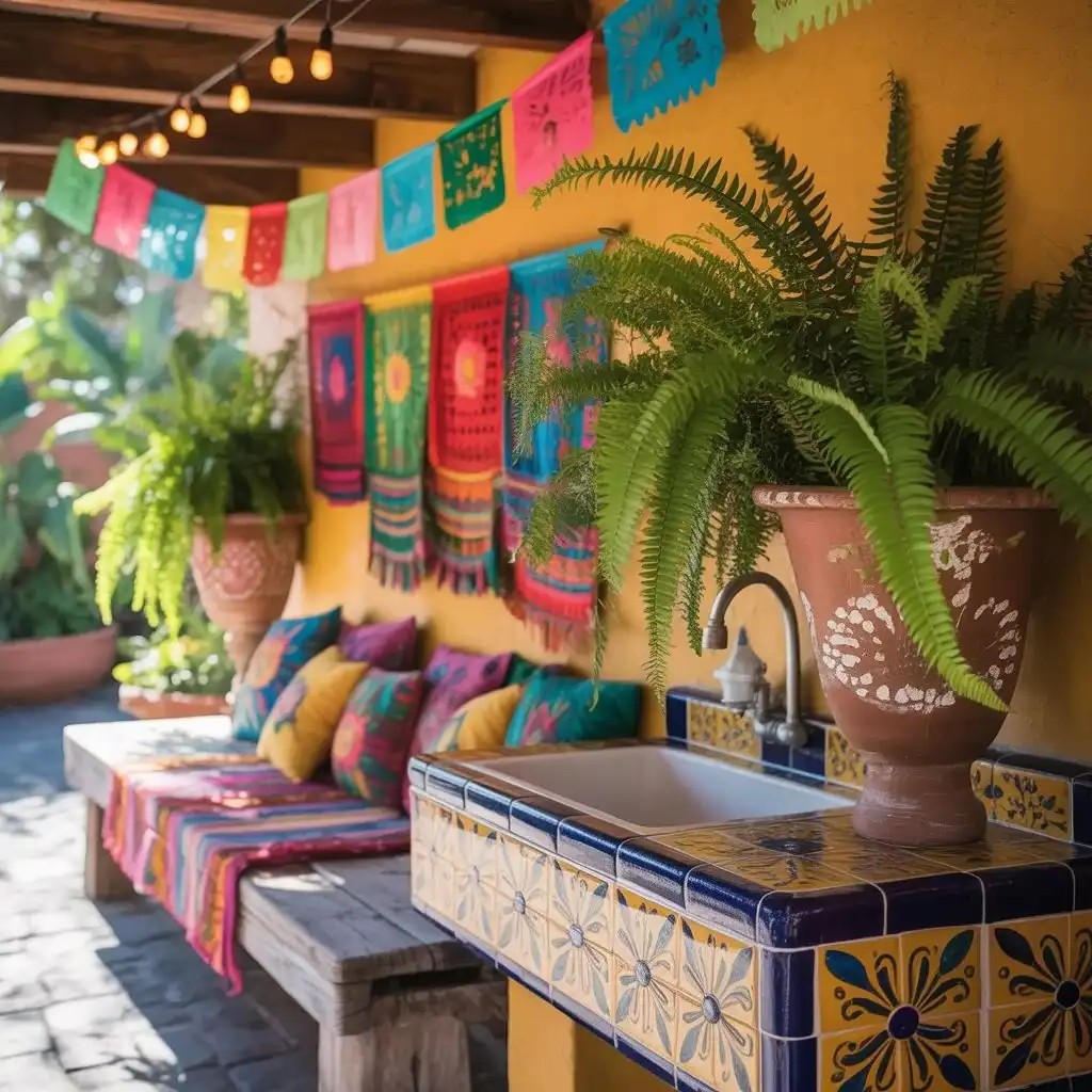 24 Warm Mexican Outdoor Kitchen Decor Ideas with Colorful Spaces Full of Heart and Tradition smallhometours.com 2