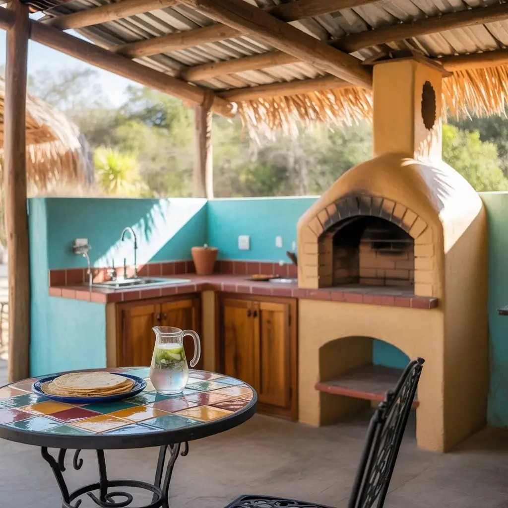 24 Warm Mexican Outdoor Kitchen Decor Ideas with Colorful Spaces Full of Heart and Tradition smallhometours.com 5