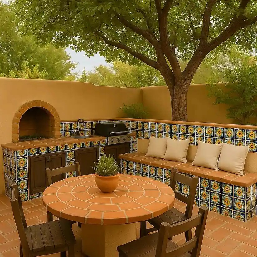 24 Warm Mexican Outdoor Kitchen Decor Ideas with Colorful Spaces Full of Heart and Tradition smallhometours.com 9
