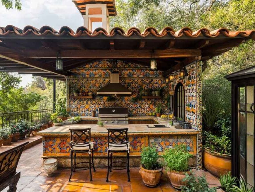 28 Rustic Mexican Outdoor Kitchen Decor Ideas with Beautiful Spanish Hacienda Design smallhometours.com 16 rotated