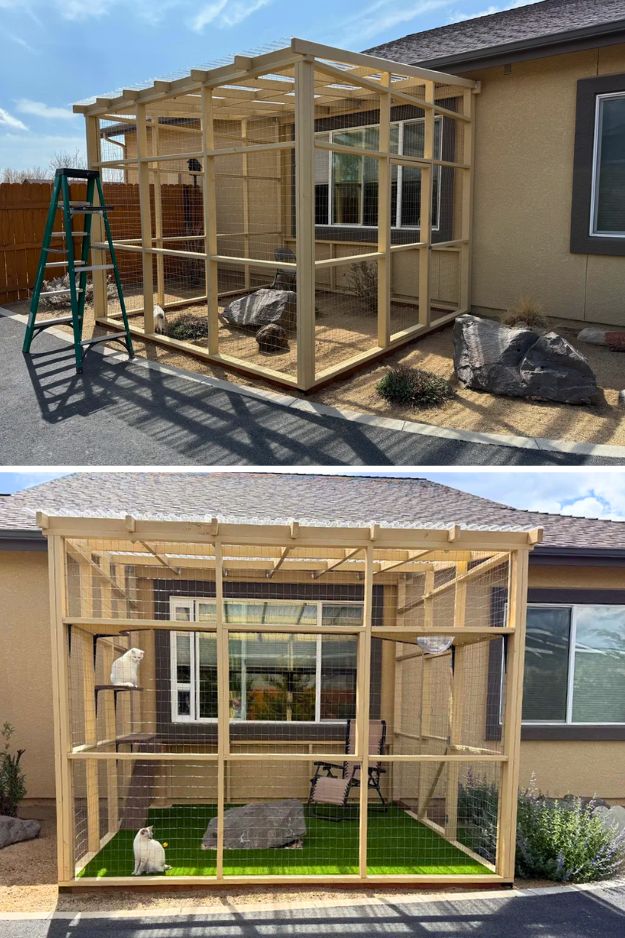 Your cats will adore these DIY ourdoor catio ideas for porch patio and balcony smallhometours.com 9