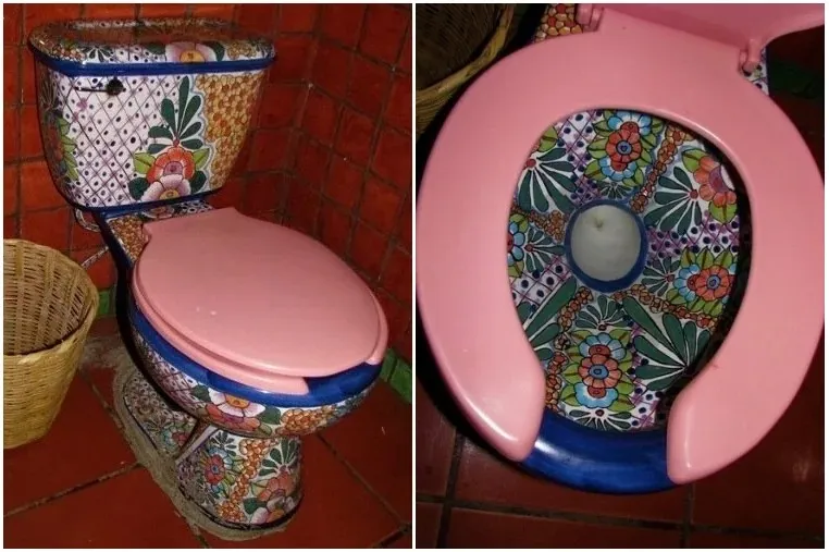 20 Intricate Mexican Toilet Designs Featuring Hand Painted Seats and Talavera Ceramic You Need to See smallhometours.com 7