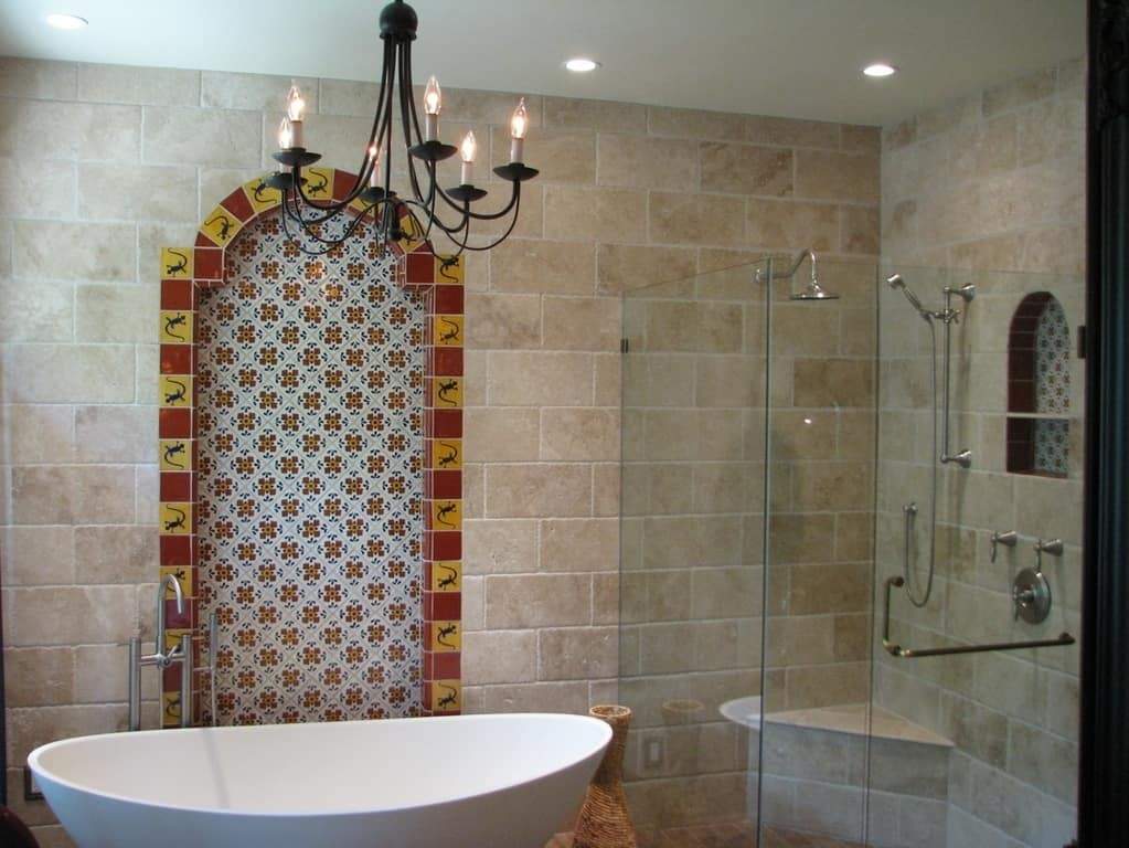 22 Old Mexican House Bathroom Design Ideas With Colorful Hand Painted Talavera Tiles You Need to See smallhometours.com 15
