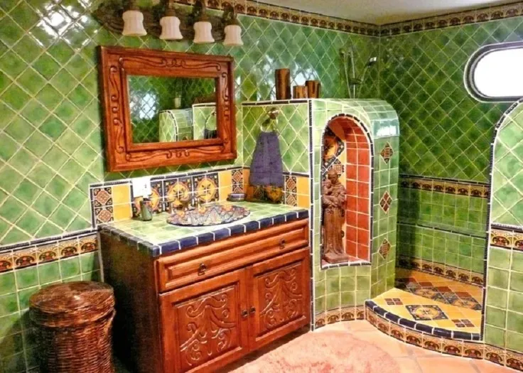 22 Old Mexican House Bathroom Design Ideas With Colorful Hand Painted Talavera Tiles You Need to See smallhometours.com 8