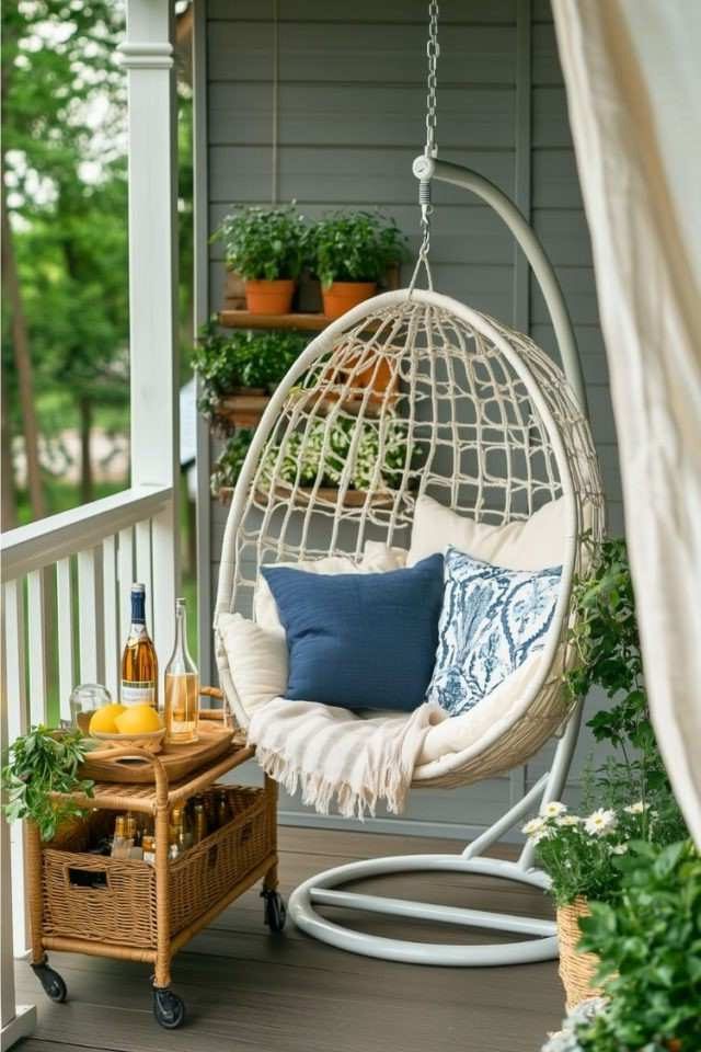 24 Charming Small Front Porch Decorating Ideas on a Budget That Feel Warm Cozy and Loved smallhometours.com 1 rotated