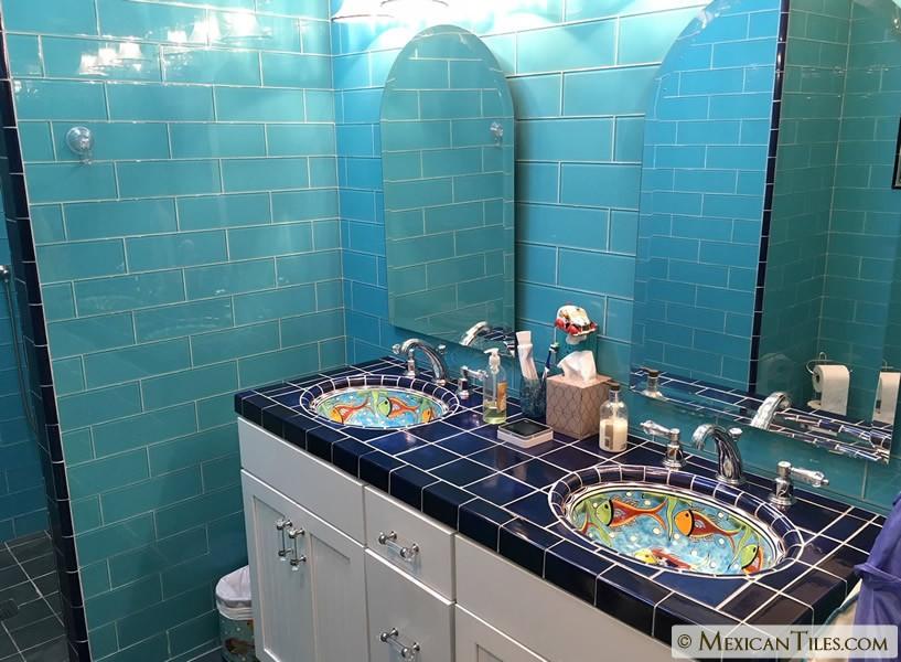 25 Vibrant Mexican Bathroom Sink and Vanity Ideas You Have to See Featuring Painted Ceramic Basin Bowl smallhometours.com 14