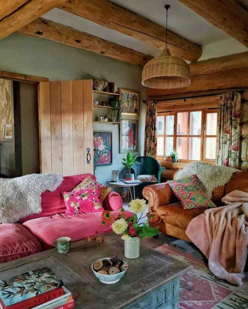 The Imrich Lodge in the Scottish Highlands Inside a Hand Built Log Home Where Craftsmanship Meets Color smallhometours.com 11 1