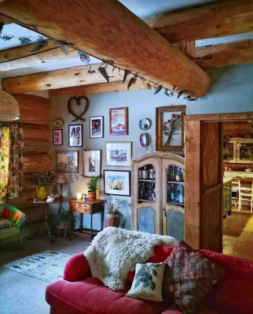 The Imrich Lodge in the Scottish Highlands Inside a Hand Built Log Home Where Craftsmanship Meets Color smallhometours.com 12