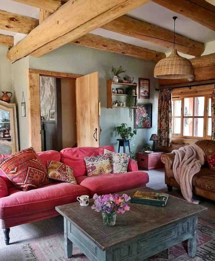 The Imrich Lodge in the Scottish Highlands Inside a Hand Built Log Home Where Craftsmanship Meets Color smallhometours.com 13