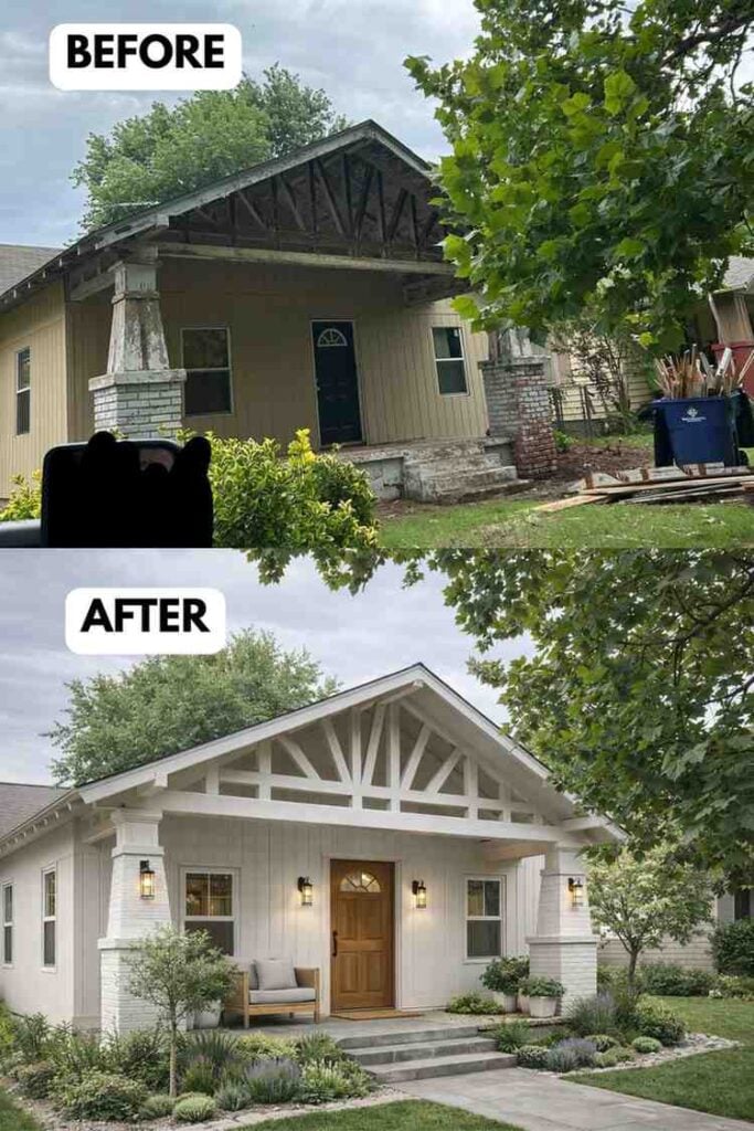 25 Bungalow Exterior Makeover Before and After Transformations That Look Incredible smallhometours.com 18