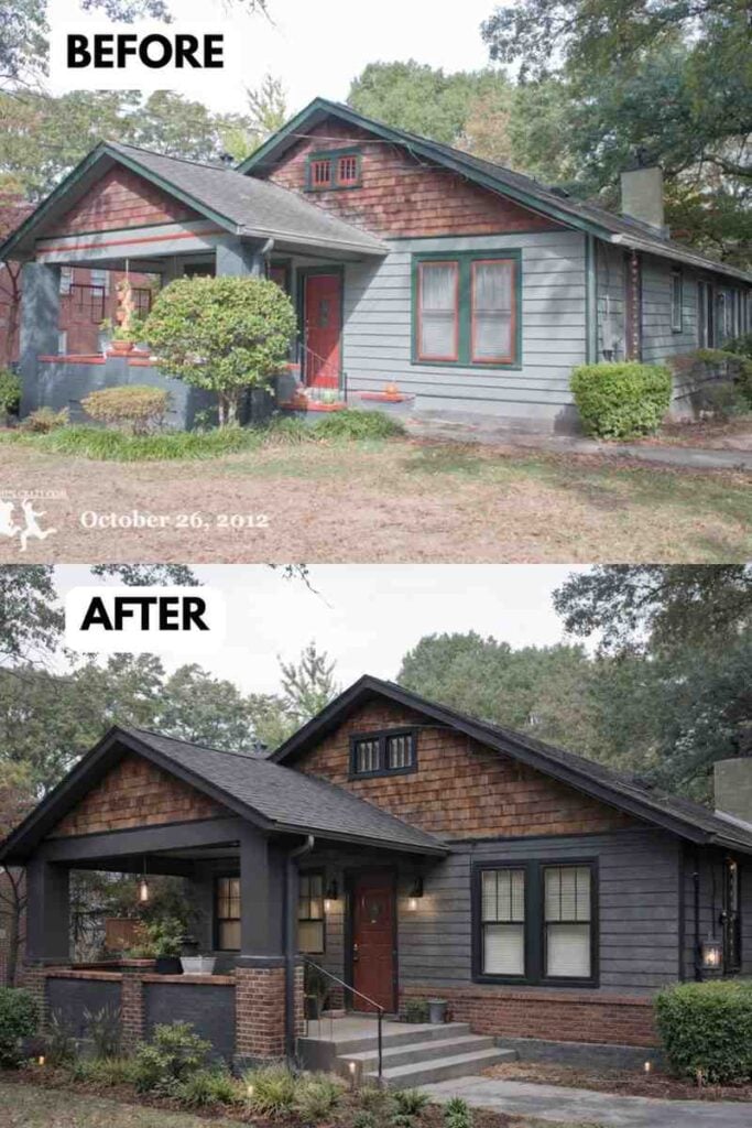 25 Bungalow Exterior Makeover Before and After Transformations That Look Incredible smallhometours.com 19