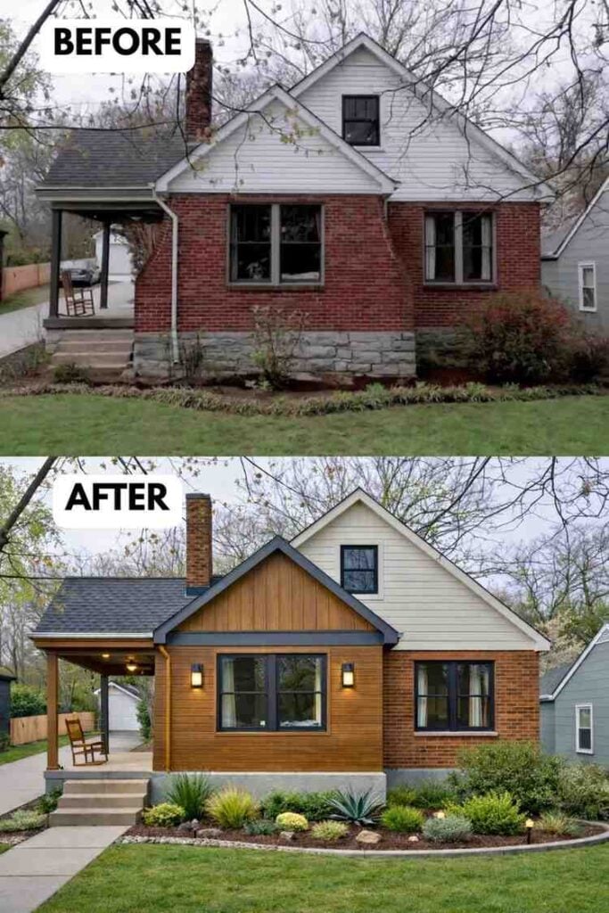25 Bungalow Exterior Makeover Before and After Transformations That Look Incredible smallhometours.com 22