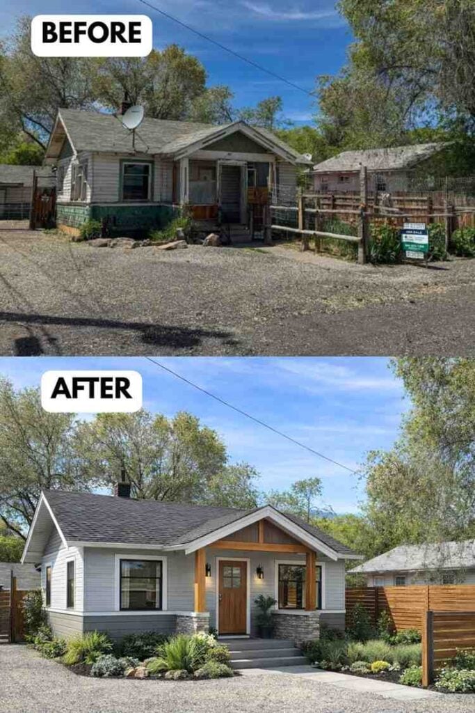 25 Bungalow Exterior Makeover Before and After Transformations That Look Incredible smallhometours.com 24