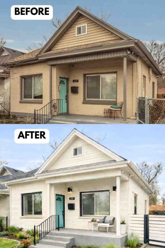 25 Bungalow Exterior Makeover Before and After Transformations That Look Incredible smallhometours.com 27