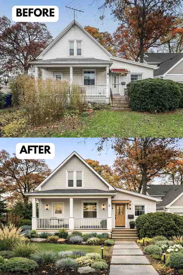 25 Bungalow Exterior Makeover Before and After Transformations That Look Incredible smallhometours.com 30