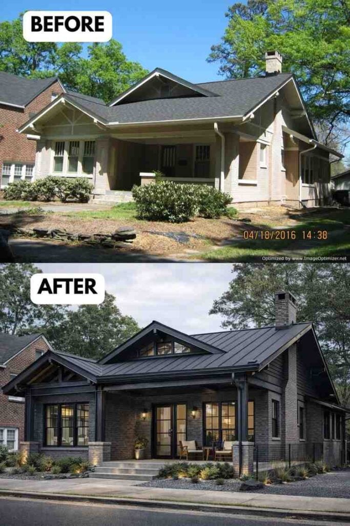 25 Bungalow Exterior Makeover Before and After Transformations That Look Incredible smallhometours.com 6
