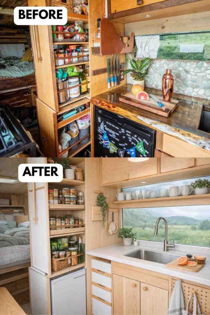 25 Small Camper Kitchen Makeover Before and After Transformation That Maximizes Space and Style smallhometours.com 1