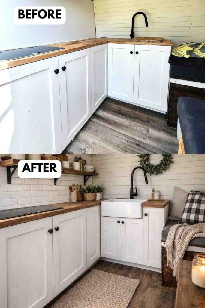 25 Small Camper Kitchen Makeover Before and After Transformation That Maximizes Space and Style smallhometours.com 11