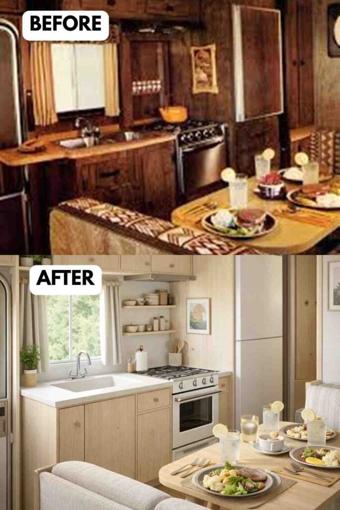 25 Small Camper Kitchen Makeover Before and After Transformation That Maximizes Space and Style smallhometours.com 12