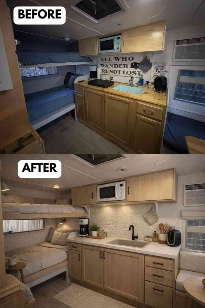 25 Small Camper Kitchen Makeover Before and After Transformation That Maximizes Space and Style smallhometours.com 13