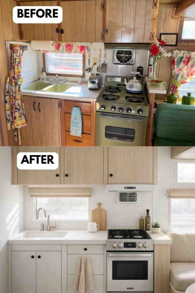 25 Small Camper Kitchen Makeover Before and After Transformation That Maximizes Space and Style smallhometours.com 14
