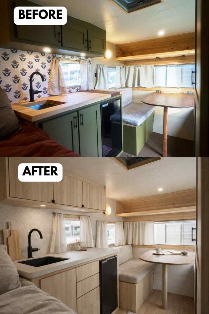 25 Small Camper Kitchen Makeover Before and After Transformation That Maximizes Space and Style smallhometours.com 18