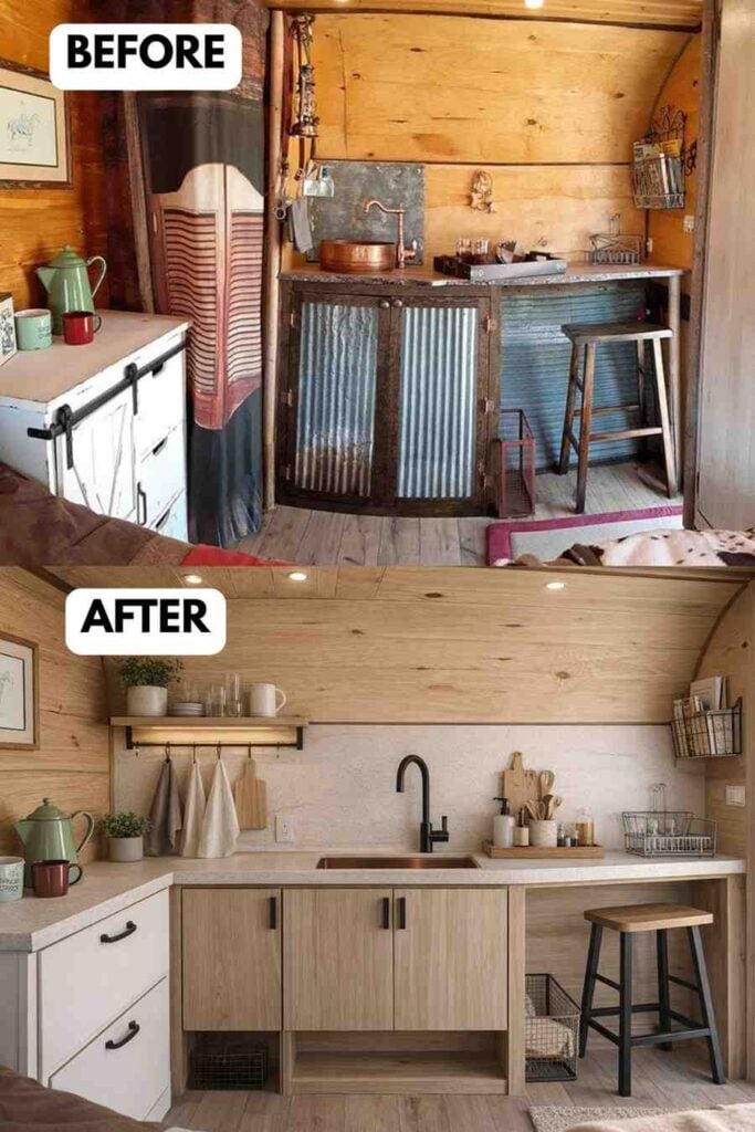 25 Small Camper Kitchen Makeover Before and After Transformation That Maximizes Space and Style smallhometours.com 2