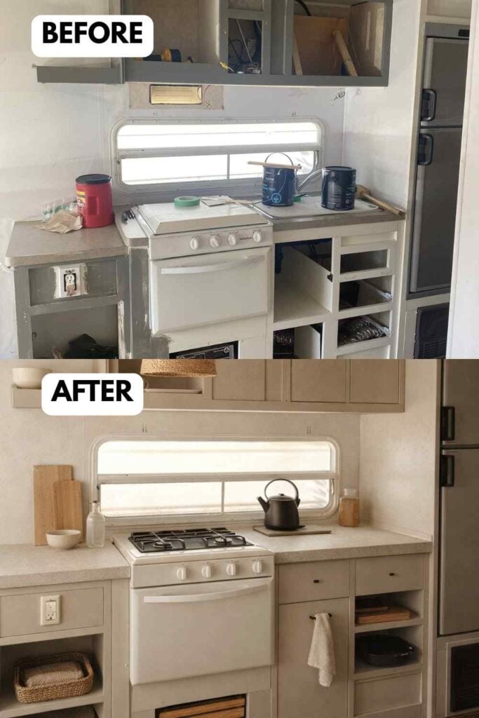 25 Small Camper Kitchen Makeover Before and After Transformation That Maximizes Space and Style smallhometours.com 20