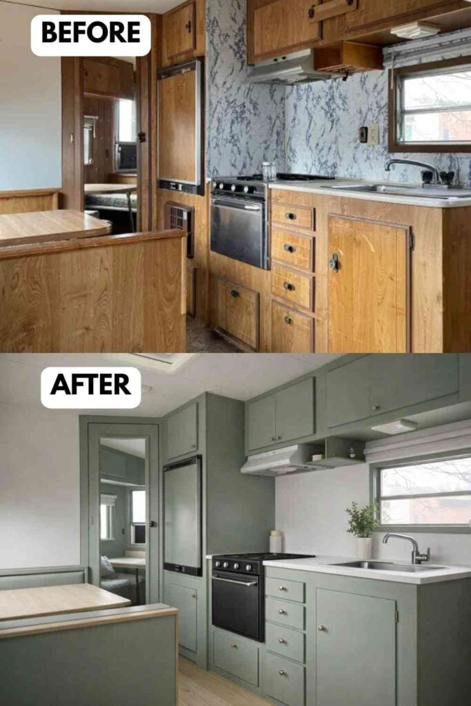 25 Small Camper Kitchen Makeover Before and After Transformation That Maximizes Space and Style smallhometours.com 21