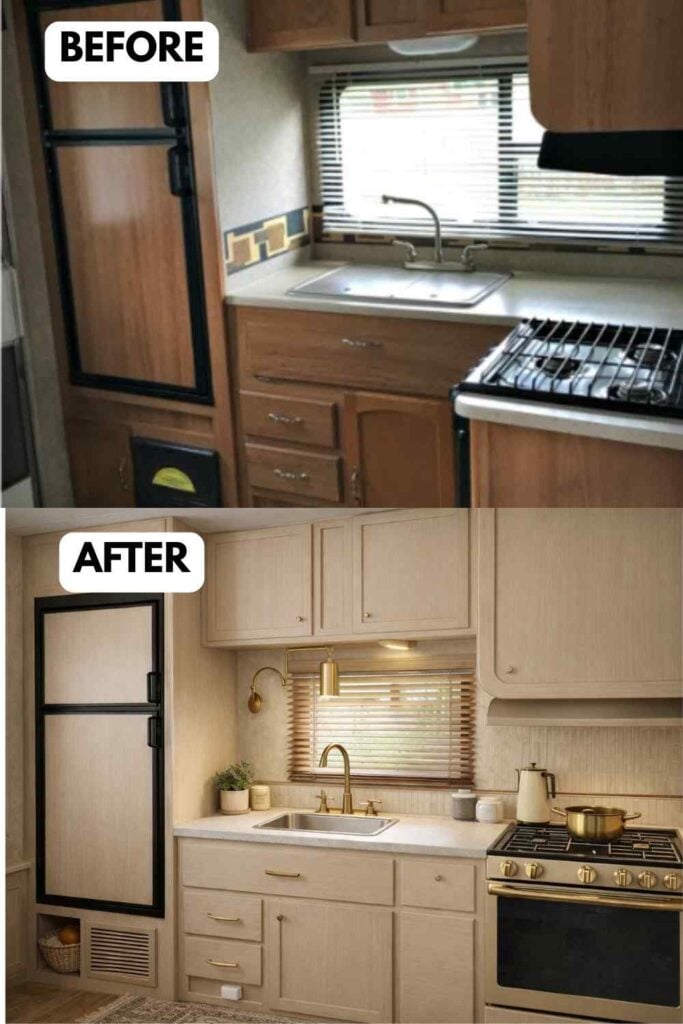 25 Small Camper Kitchen Makeover Before and After Transformation That Maximizes Space and Style smallhometours.com 22