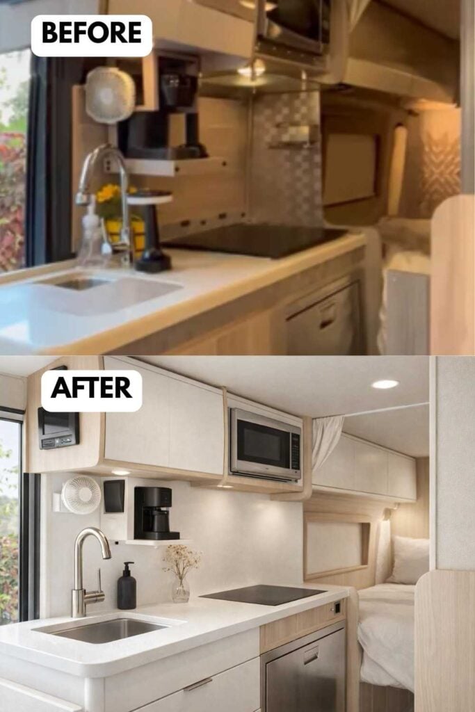 25 Small Camper Kitchen Makeover Before and After Transformation That Maximizes Space and Style smallhometours.com 23