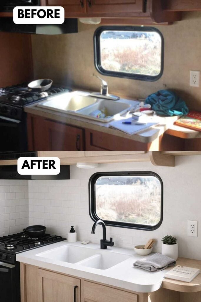25 Small Camper Kitchen Makeover Before and After Transformation That Maximizes Space and Style smallhometours.com 24