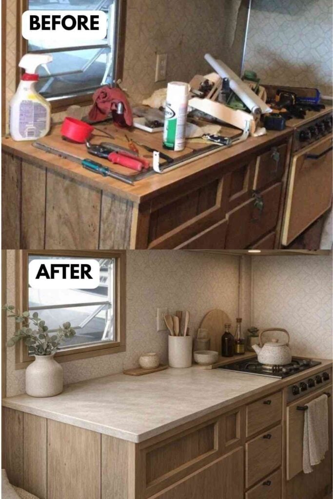 25 Small Camper Kitchen Makeover Before and After Transformation That Maximizes Space and Style smallhometours.com 8