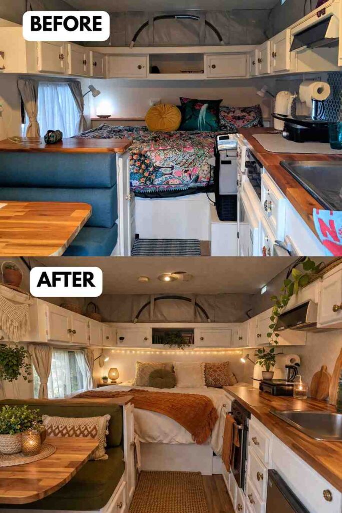 25 Small Camper Makeover Before and After Stunning Transformations That Maximize Every Inch smallhometours.com 11
