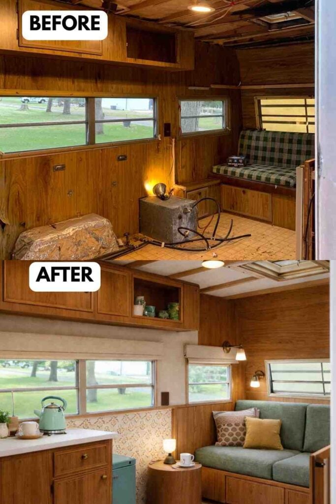 25 Small Camper Makeover Before and After Stunning Transformations That Maximize Every Inch smallhometours.com 15