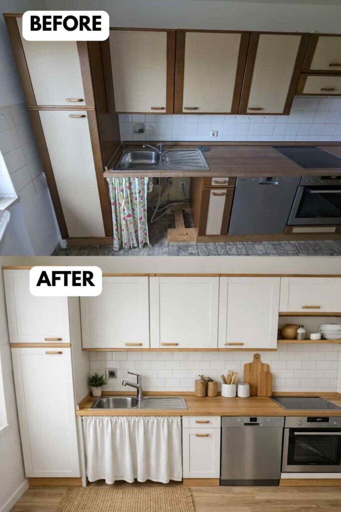 25 Small Kitchen Makeover A Stunning Before and After Transformation smallhometours.com 11