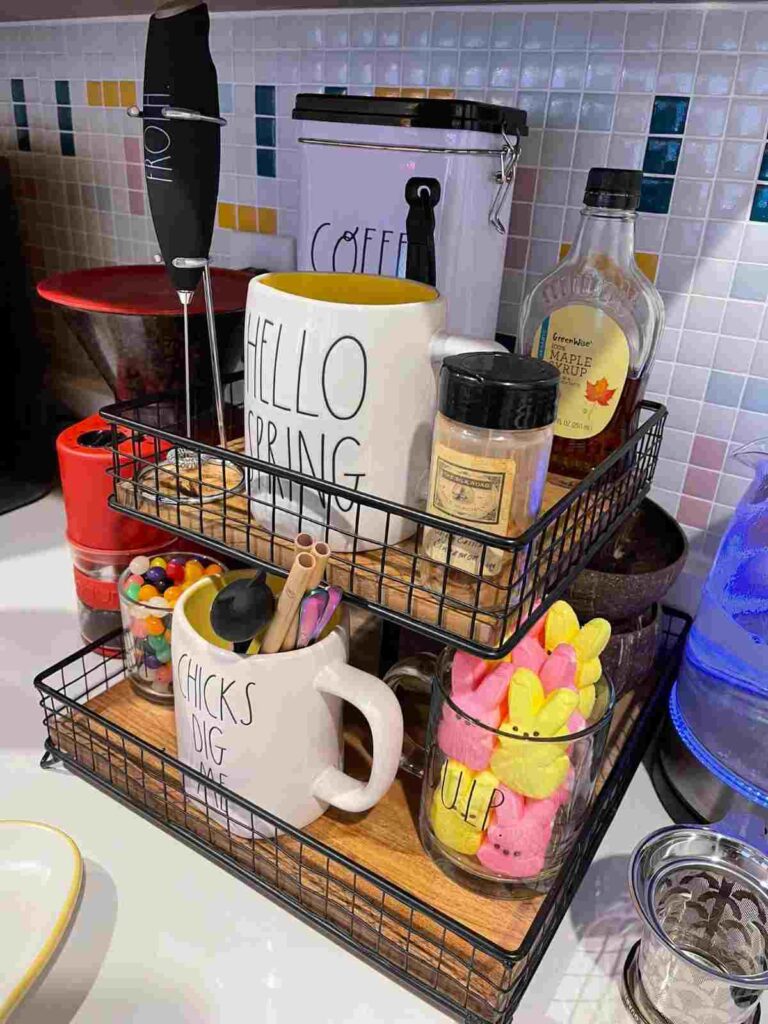 27 Tiered Tray Coffee Bar Ideas to Make Your Coffee Station Cozy Stylish smallhometours.com 15
