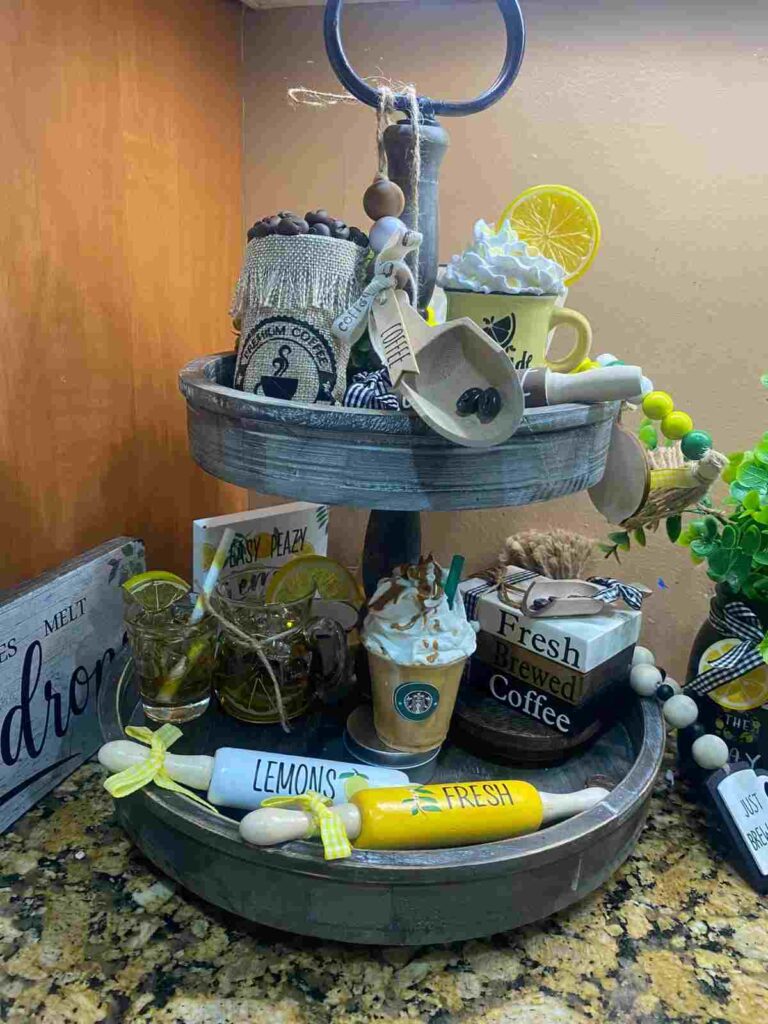 27 Tiered Tray Coffee Bar Ideas to Make Your Coffee Station Cozy Stylish smallhometours.com 23