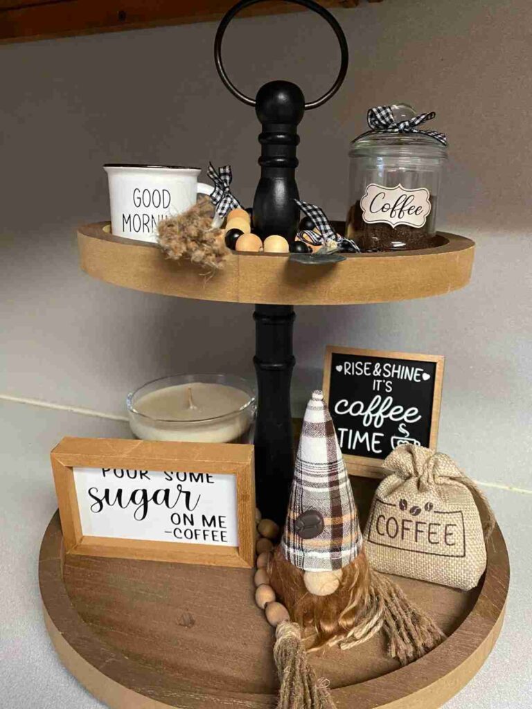 27 Tiered Tray Coffee Bar Ideas to Make Your Coffee Station Cozy Stylish smallhometours.com 3