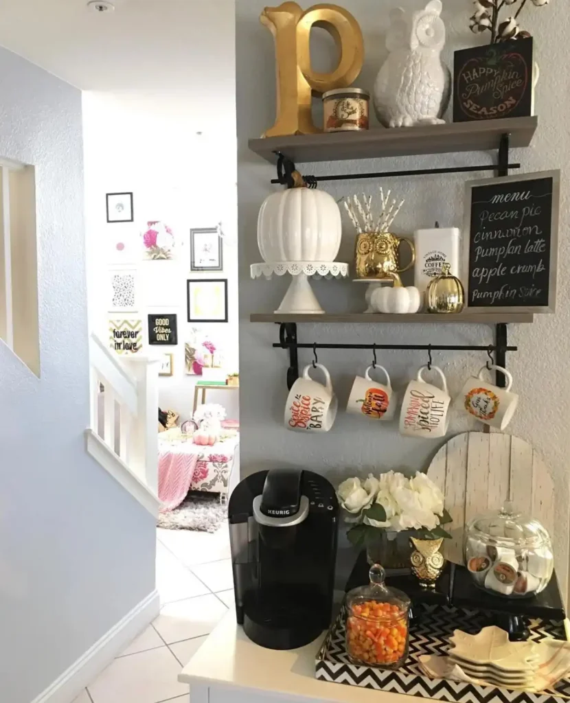 32 Cozy Fall Coffee Station Ideas to Warm Up Your Home smallhometours.com 13
